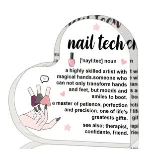 Nail Tech Heart-Shaped Acrylic Sign